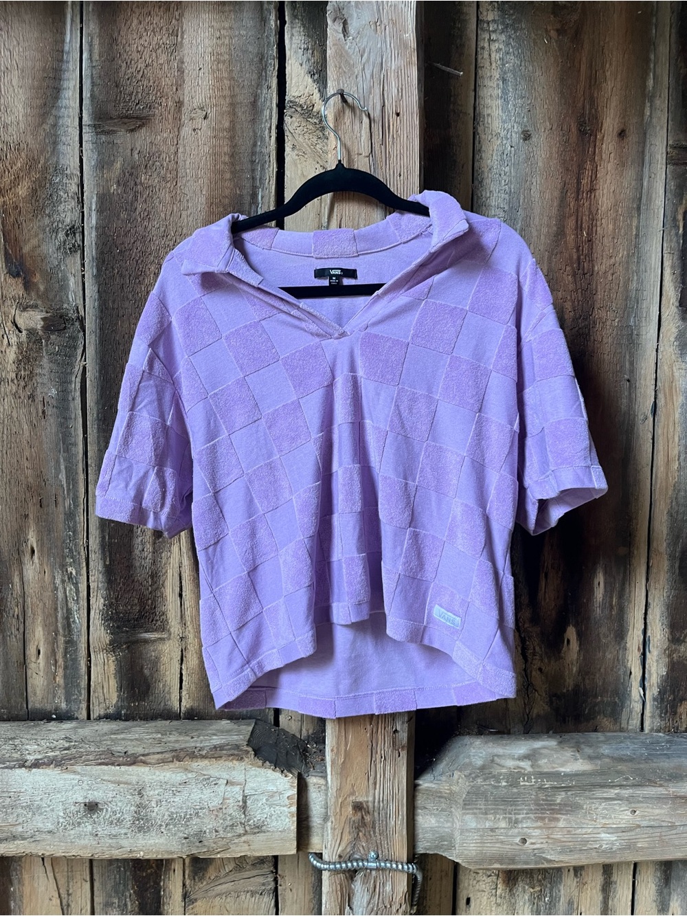 Vans Lavender Short-Sleeve Checkered Polo Top